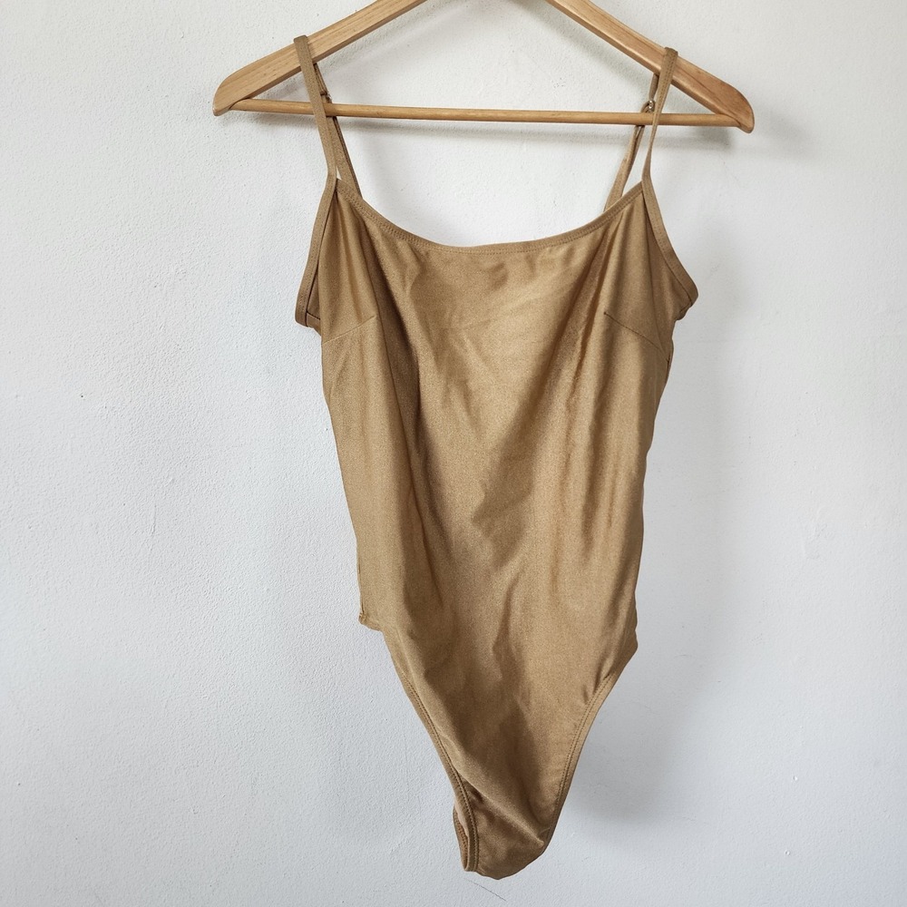 Spiegel Swim Gold One Piece Swimsuit Size 10 Nylon Spandex